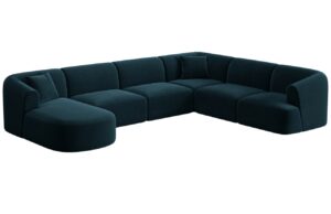 Cosmopolitan Design Petrolejově modr&aacute; sametov&aacute; rohov&aacute; pohovka Campi 330 cm