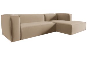 Cosmopolitan Design P&iacute;skově hněd&aacute; sametov&aacute; rohov&aacute; pohovka Mackay 282 cm