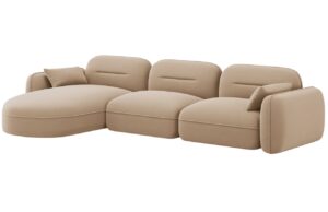 Cosmopolitan Design P&iacute;skově hněd&aacute; sametov&aacute; rohov&aacute; pohovka Sydney 320 cm