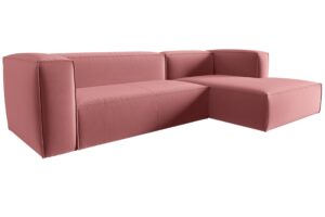 Cosmopolitan Design Růžov&aacute; sametov&aacute; rohov&aacute; pohovka Mackay 282 cm