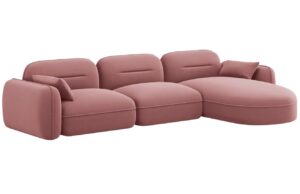Cosmopolitan Design Růžov&aacute; sametov&aacute; rohov&aacute; pohovka Sydney 320 cm
