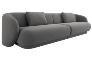 Cosmopolitan Design &Scaron;ed&aacute; sametov&aacute; čtyřm&iacute;stn&aacute; pohovka Camden 304 cm