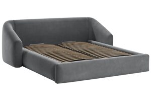 Cosmopolitan Design &Scaron;ed&aacute; sametov&aacute; dvoulůžkov&aacute; postel Campi 160 x 200 cm s &uacute;ložn&yacute;m prostorem