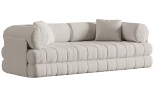 Cosmopolitan Design Světle b&eacute;žov&aacute; boucl&eacute; rozkl&aacute;dac&iacute; pohovka Kemi 206 cm