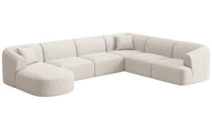 Cosmopolitan Design Světle b&eacute;žov&aacute; čalouněn&aacute; rohov&aacute; pohovka Campi 330 cm