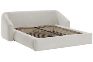 Cosmopolitan Design Světle b&eacute;žov&aacute; sametov&aacute; dvoulůžkov&aacute; postel Campi 160 x 200 cm s &uacute;ložn&yacute;m prostorem