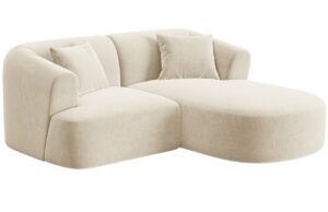 Cosmopolitan Design Světle b&eacute;žov&aacute; sametov&aacute; rohov&aacute; pohovka Campi 180 cm