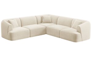 Cosmopolitan Design Světle b&eacute;žov&aacute; sametov&aacute; rohov&aacute; pohovka Campi 255 cm