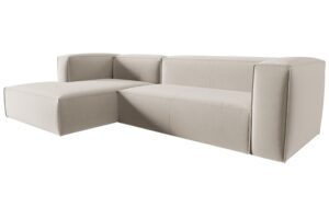 Cosmopolitan Design Světle b&eacute;žov&aacute; sametov&aacute; rohov&aacute; pohovka Mackay 282 cm