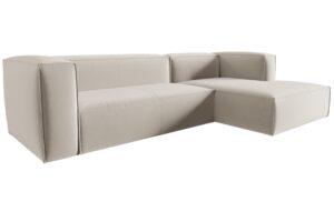 Cosmopolitan Design Světle b&eacute;žov&aacute; sametov&aacute; rohov&aacute; pohovka Mackay 282 cm