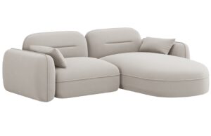 Cosmopolitan Design Světle b&eacute;žov&aacute; sametov&aacute; rohov&aacute; pohovka Sydney 230 cm