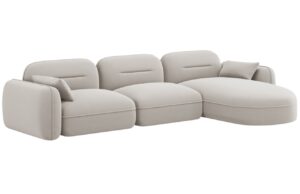 Cosmopolitan Design Světle b&eacute;žov&aacute; sametov&aacute; rohov&aacute; pohovka Sydney 320 cm