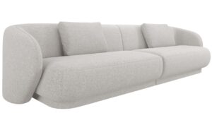 Cosmopolitan Design Světle &scaron;ed&aacute; čalouněn&aacute; čtyřm&iacute;stn&aacute; pohovka Camden 304 cm