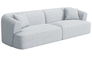 Cosmopolitan Design Světle &scaron;ed&aacute; čalouněn&aacute; čtyřm&iacute;stn&aacute; pohovka Campi 255 cm