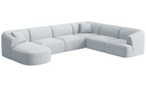 Cosmopolitan Design Světle &scaron;ed&aacute; čalouněn&aacute; rohov&aacute; pohovka Campi 330 cm