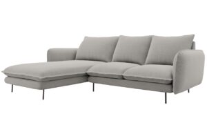 Cosmopolitan Design Světle &scaron;ed&aacute; čalouněn&aacute; rohov&aacute; pohovka Vienna 225 cm