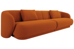 Cosmopolitan Design Terakotově oranžov&aacute; sametov&aacute; čtyřm&iacute;stn&aacute; pohovka Camden 304 cm