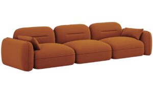 Cosmopolitan Design Terakotově oranžov&aacute; sametov&aacute; čtyřm&iacute;stn&aacute; pohovka Sydney 320 cm