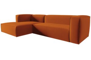 Cosmopolitan Design Terakotově oranžov&aacute; sametov&aacute; rohov&aacute; pohovka Mackay 282 cm