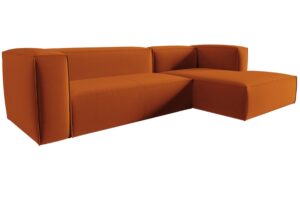 Cosmopolitan Design Terakotově oranžov&aacute; sametov&aacute; rohov&aacute; pohovka Mackay 282 cm
