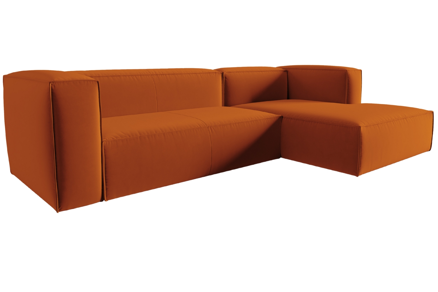 Cosmopolitan Design Terakotově oranžová sametová rohová pohovka Mackay 282 cm