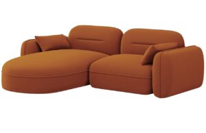 Cosmopolitan Design Terakotově oranžov&aacute; sametov&aacute; rohov&aacute; pohovka Sydney 230 cm