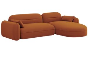 Cosmopolitan Design Terakotově oranžov&aacute; sametov&aacute; rohov&aacute; pohovka Sydney 275 cm