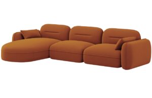 Cosmopolitan Design Terakotově oranžov&aacute; sametov&aacute; rohov&aacute; pohovka Sydney 320 cm