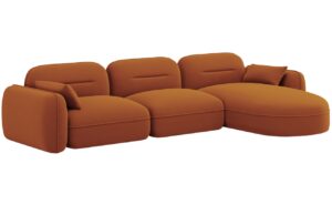 Cosmopolitan Design Terakotově oranžov&aacute; sametov&aacute; rohov&aacute; pohovka Sydney 320 cm