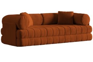 Cosmopolitan Design Terakotově oranžov&aacute; sametov&aacute; rozkl&aacute;dac&iacute; pohovka Kemi 206 cm