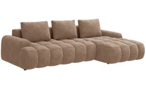 Cosmopolitan Design Tmavě b&eacute;žov&aacute; sametov&aacute; rozkl&aacute;dac&iacute; pohovka Linz 275 cm