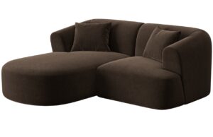 Cosmopolitan Design Tmavě hněd&aacute; sametov&aacute; rohov&aacute; pohovka Campi 180 cm