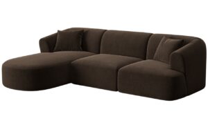 Cosmopolitan Design Tmavě hněd&aacute; sametov&aacute; rohov&aacute; pohovka Campi 256 cm