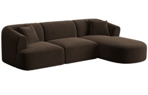 Cosmopolitan Design Tmavě hněd&aacute; sametov&aacute; rohov&aacute; pohovka Campi 256 cm