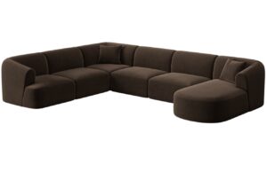 Cosmopolitan Design Tmavě hněd&aacute; sametov&aacute; rohov&aacute; pohovka Campi 330 cm