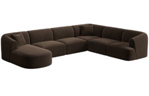 Cosmopolitan Design Tmavě hněd&aacute; sametov&aacute; rohov&aacute; pohovka Campi 330 cm