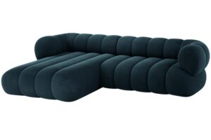 Cosmopolitan Design Tmavě modr&aacute; sametov&aacute; rohov&aacute; pohovka Koge 270 cm