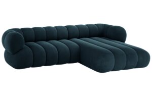 Cosmopolitan Design Tmavě modr&aacute; sametov&aacute; rohov&aacute; pohovka Koge 270 cm