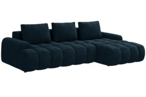 Cosmopolitan Design Tmavě modr&aacute; sametov&aacute; rozkl&aacute;dac&iacute; pohovka Linz 275 cm