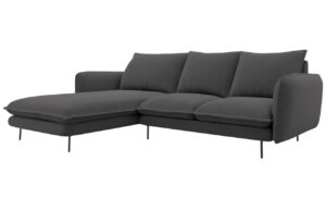 Cosmopolitan Design Tmavě &scaron;ed&aacute; čalouněn&aacute; rohov&aacute; pohovka Vienna 225 cm