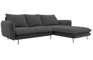 Cosmopolitan Design Tmavě &scaron;ed&aacute; čalouněn&aacute; rohov&aacute; pohovka Vienna 225 cm