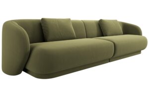 Cosmopolitan Design Zelen&aacute; sametov&aacute; čtyřm&iacute;stn&aacute; pohovka Camden 304 cm