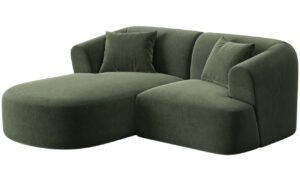 Cosmopolitan Design Zelen&aacute; sametov&aacute; rohov&aacute; pohovka Campi 180 cm