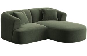 Cosmopolitan Design Zelen&aacute; sametov&aacute; rohov&aacute; pohovka Campi 180 cm