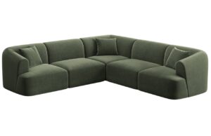 Cosmopolitan Design Zelen&aacute; sametov&aacute; rohov&aacute; pohovka Campi 255 cm