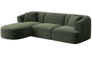 Cosmopolitan Design Zelen&aacute; sametov&aacute; rohov&aacute; pohovka Campi 256 cm