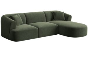 Cosmopolitan Design Zelen&aacute; sametov&aacute; rohov&aacute; pohovka Campi 256 cm