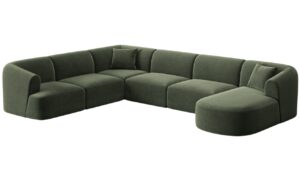 Cosmopolitan Design Zelen&aacute; sametov&aacute; rohov&aacute; pohovka Campi 330 cm