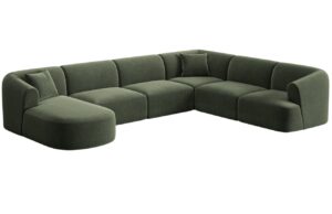 Cosmopolitan Design Zelen&aacute; sametov&aacute; rohov&aacute; pohovka Campi 330 cm