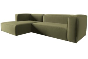 Cosmopolitan Design Zelen&aacute; sametov&aacute; rohov&aacute; pohovka Mackay 282 cm